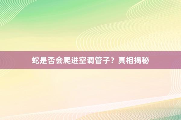 蛇是否会爬进空调管子？真相揭秘